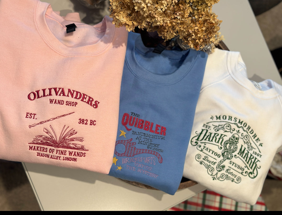 HP ollivander's wand shop embroidered sweatshirt
