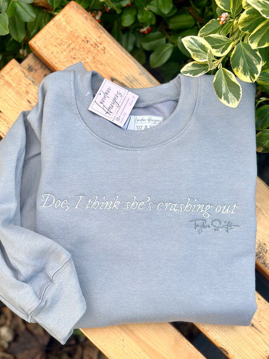Folklore Doc I think She's Crashing Out Embroidered sweatshirt