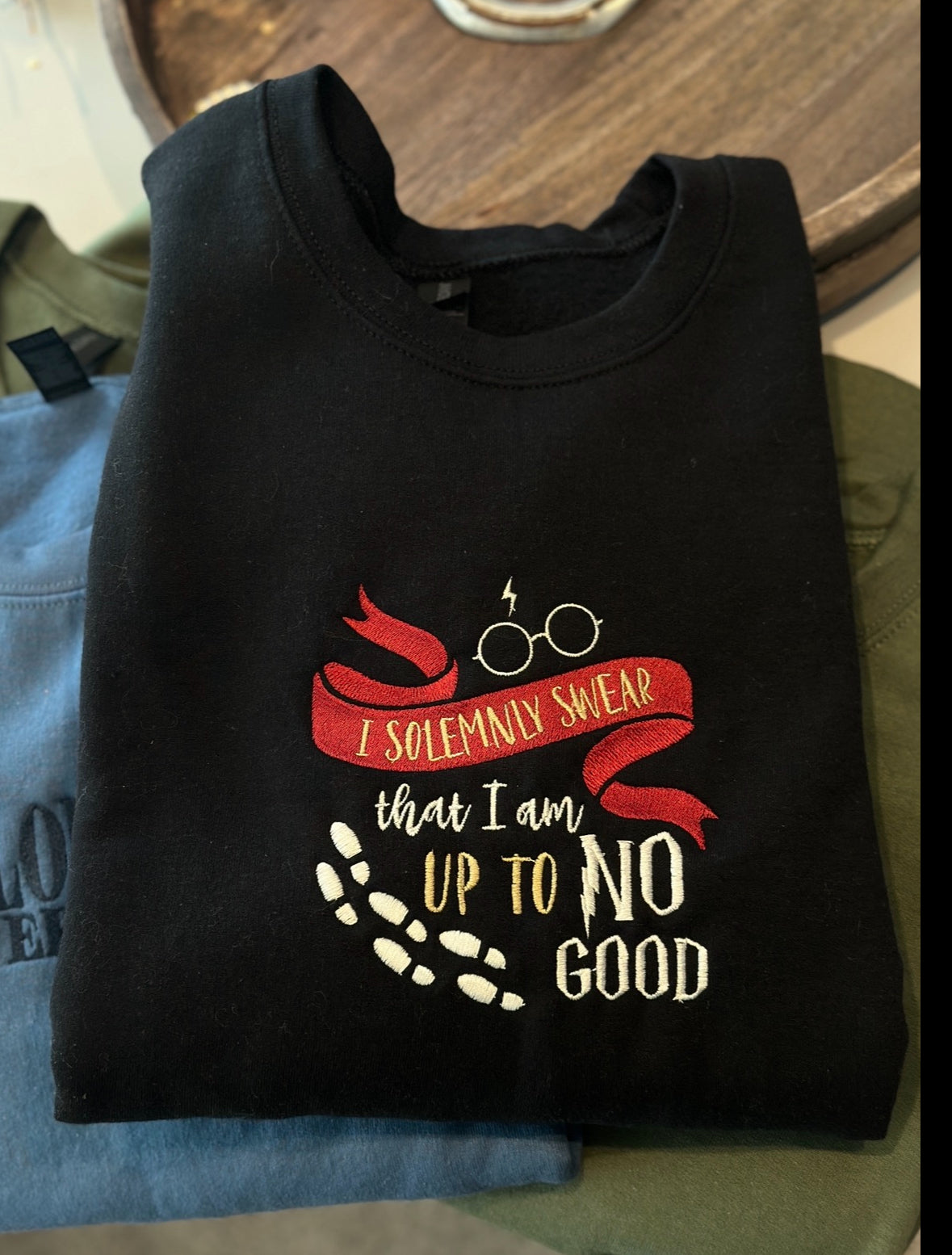 HP I solemnly swear mischief managed wizarding world embroidered shirt