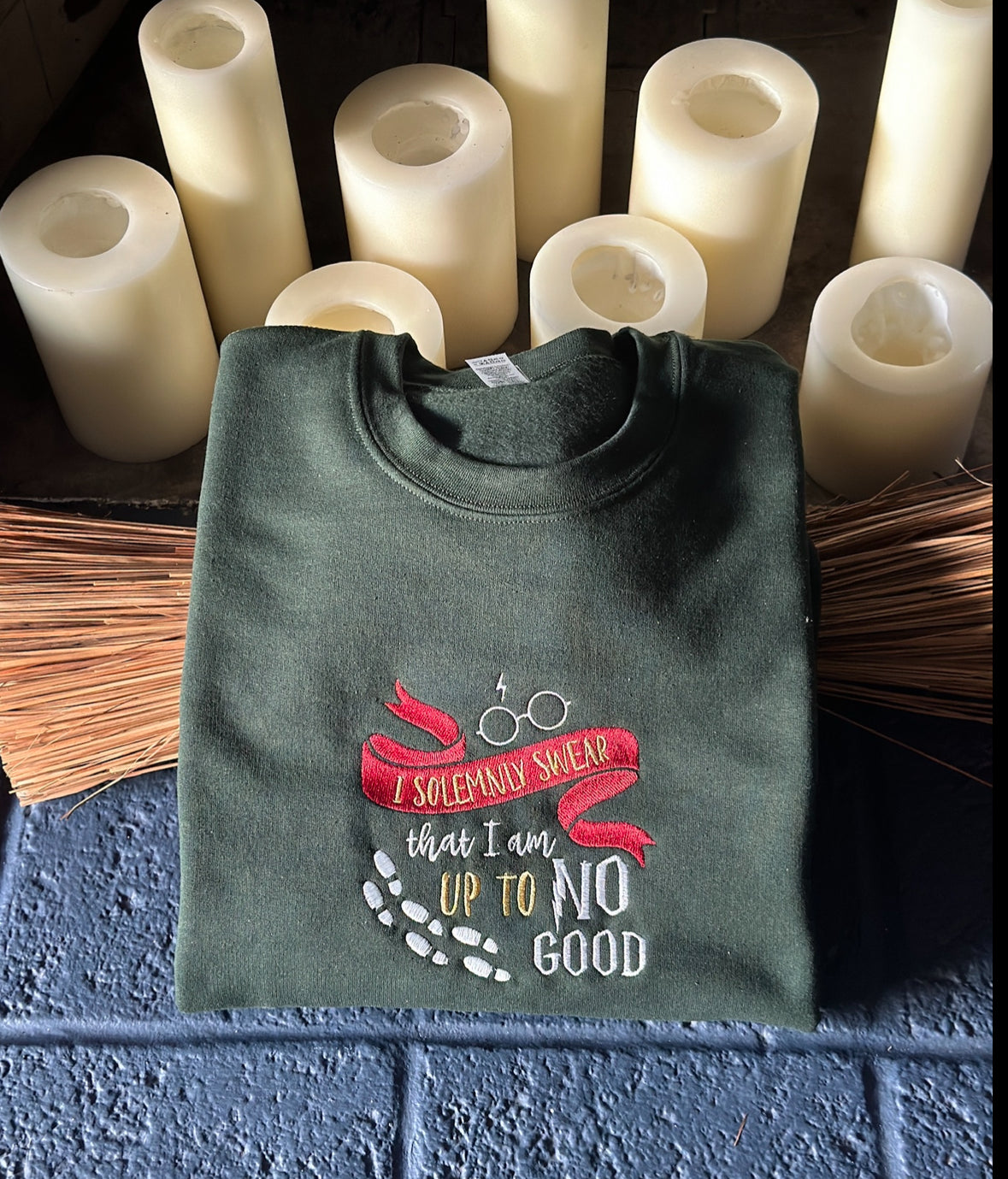 HP I solemnly swear mischief managed wizarding world embroidered shirt