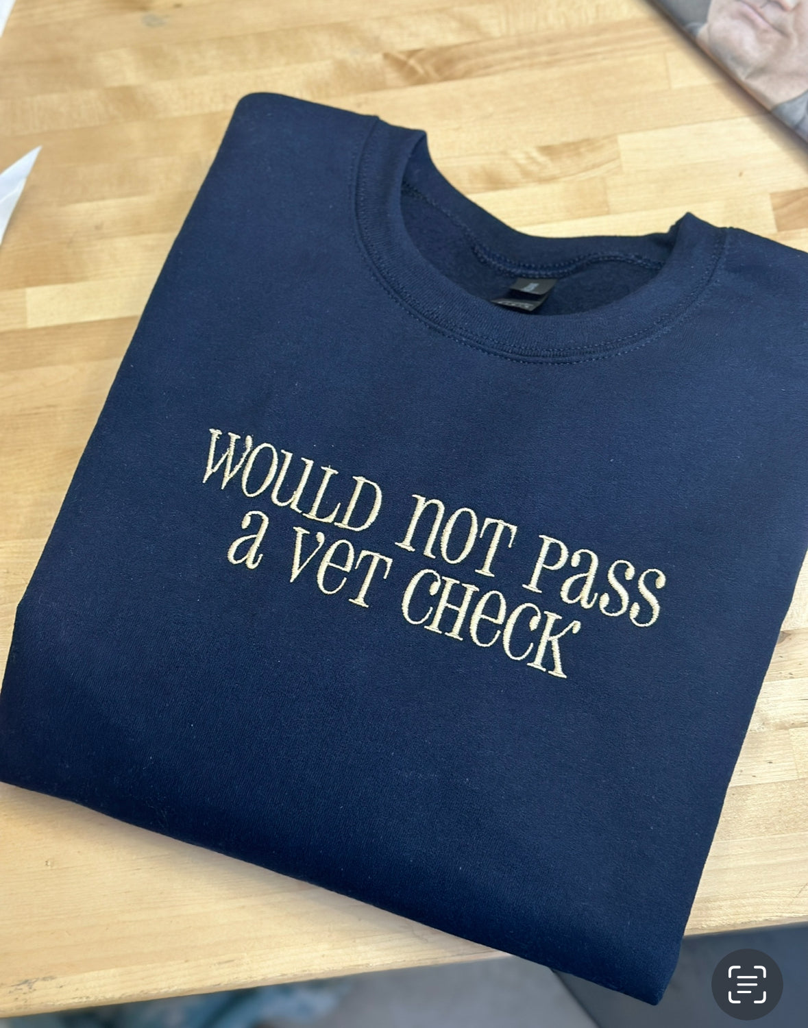 EQ Would not pass a vet check embroidered hoodie sweatshirt