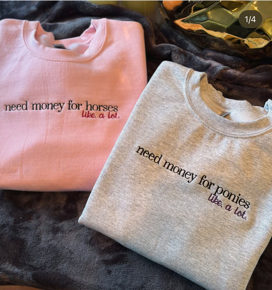 EQ Need money for Ponies Horses sweatshirt hoodie
