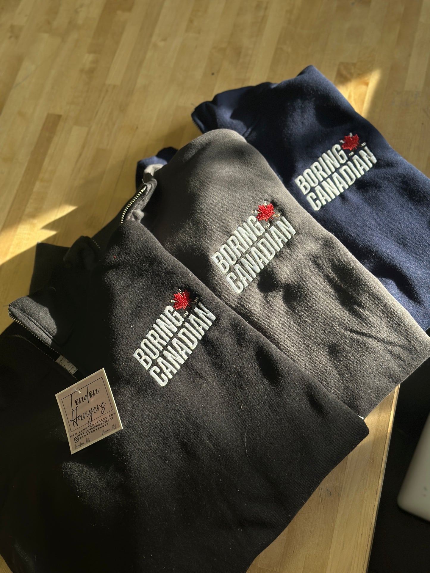 Boring Canadian quarter zip embroidered shirt