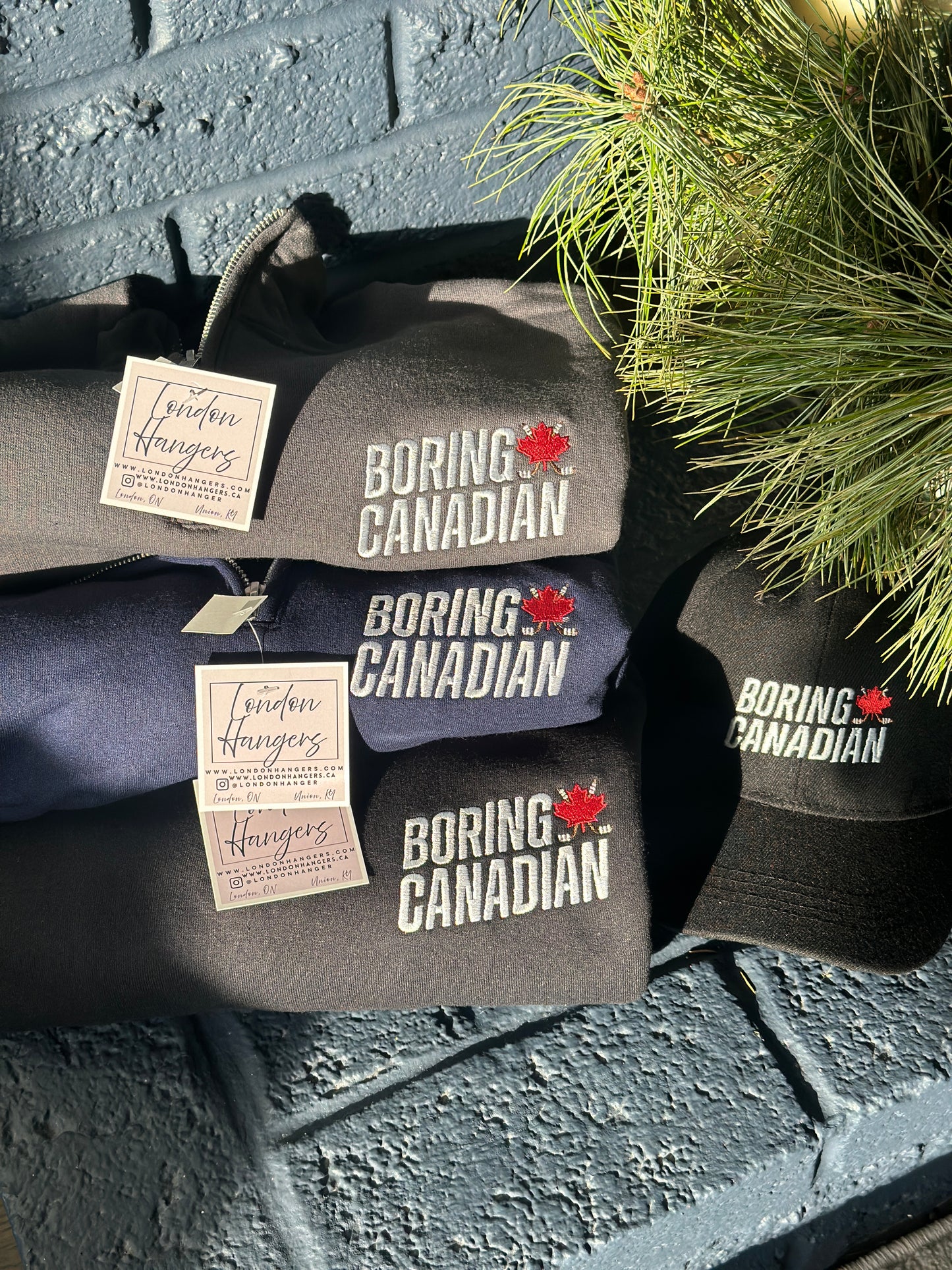 Boring Canadian quarter zip embroidered shirt