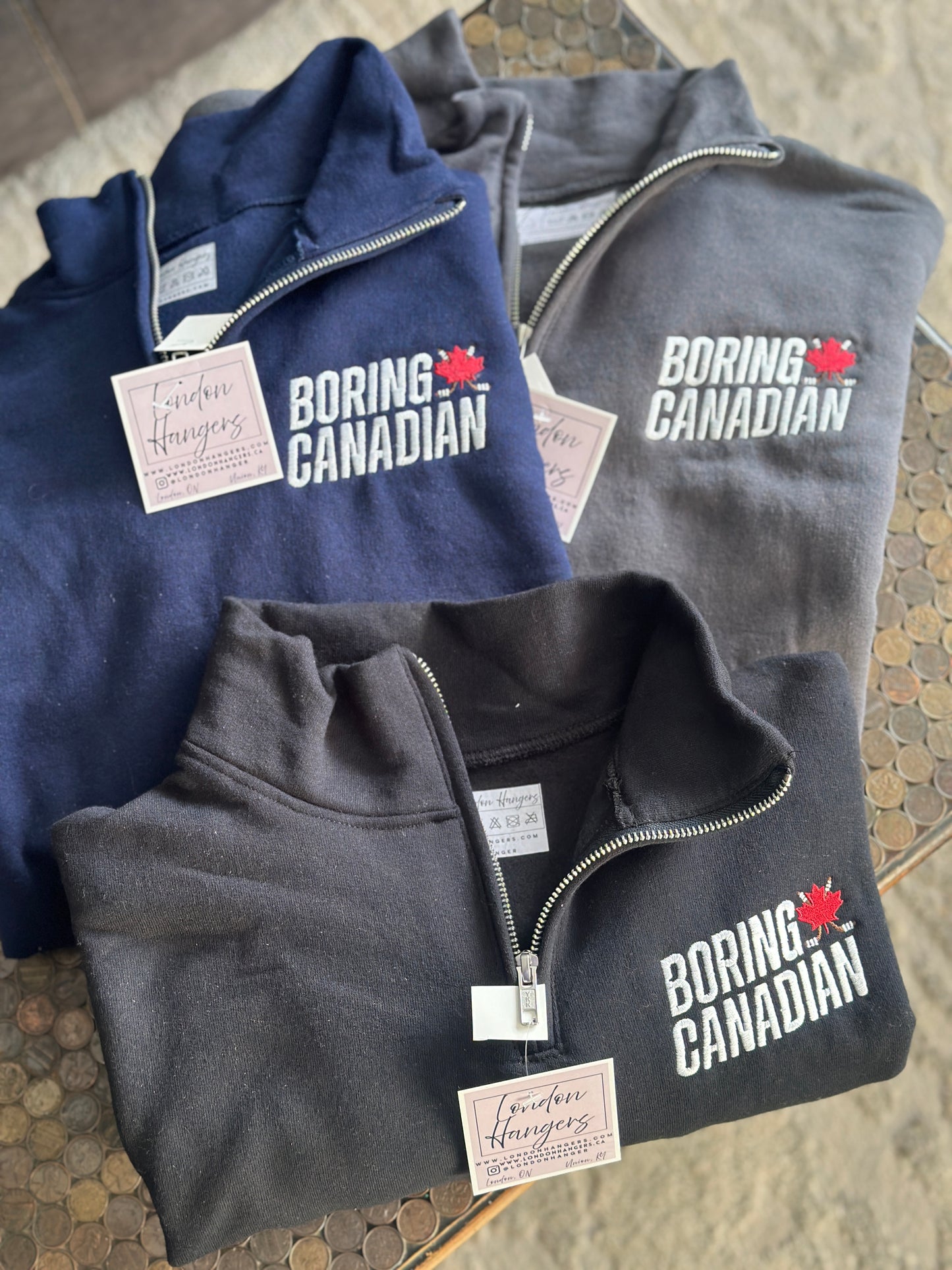 Boring Canadian quarter zip embroidered shirt
