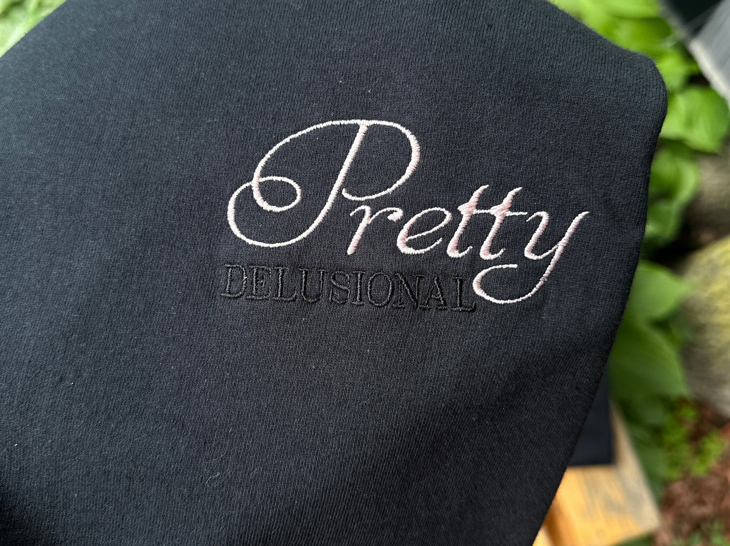 Pretty is embroidered t shirt crew neck
