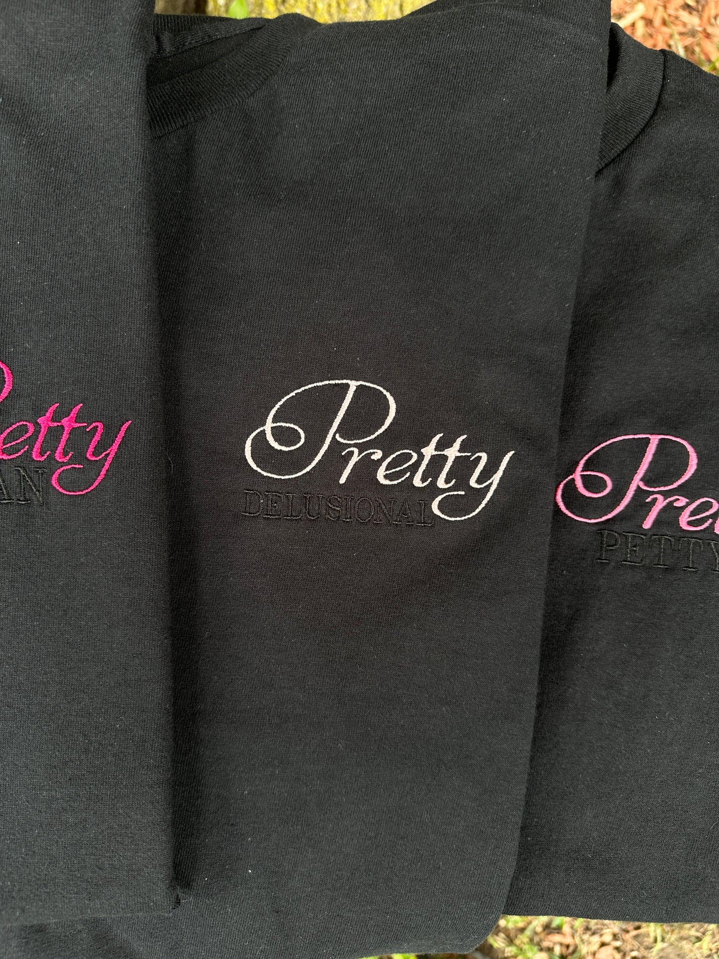 Pretty is embroidered t shirt crew neck