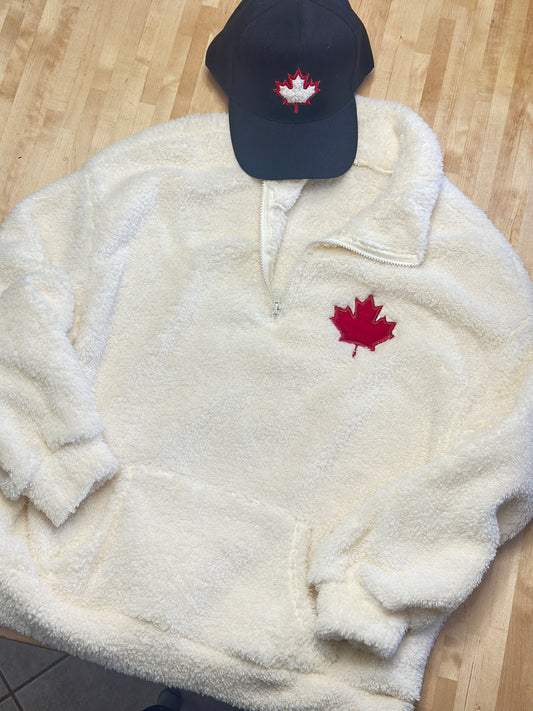 Cozy Canada applique 1/4 zip womens