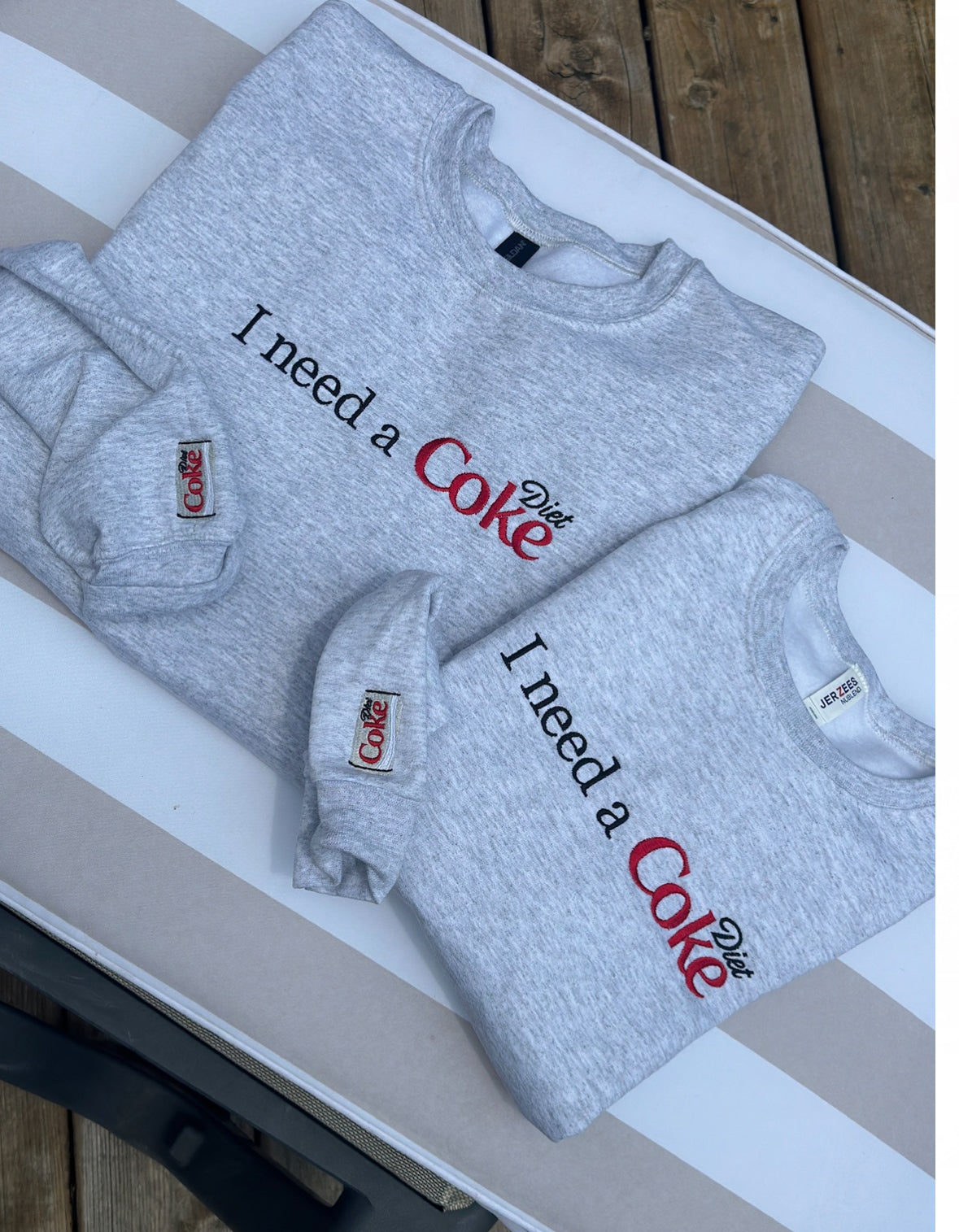 I need a Diet Coke embroidered sweatshirt