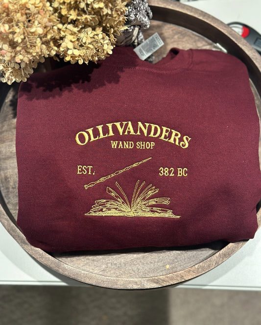 HP ollivander's wand shop embroidered sweatshirt