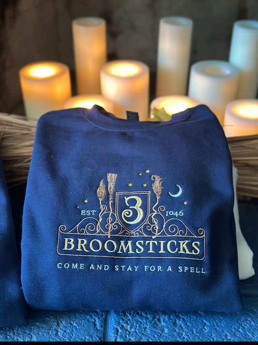 HP 3 broomsticks wizarding world embroidered shirt