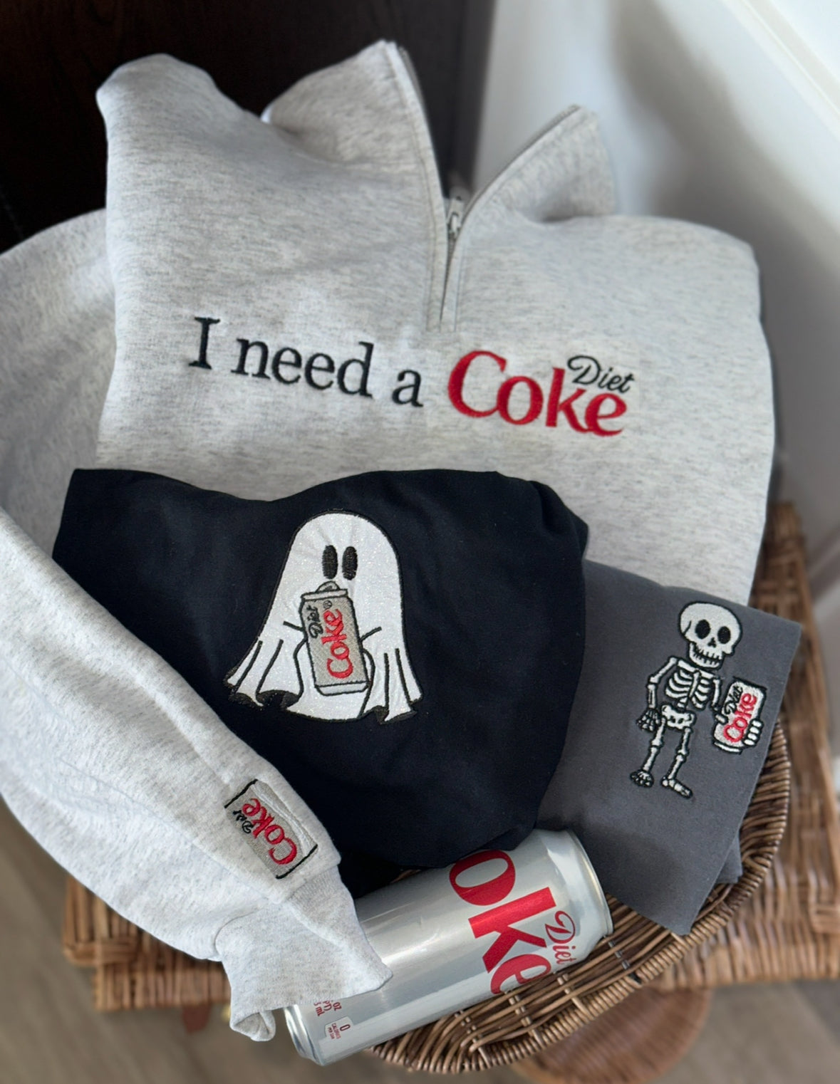 I need a Diet Coke embroidered sweatshirt