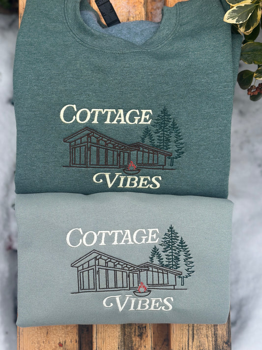 Cottage Vibes embroidered crew neck and hoodies
