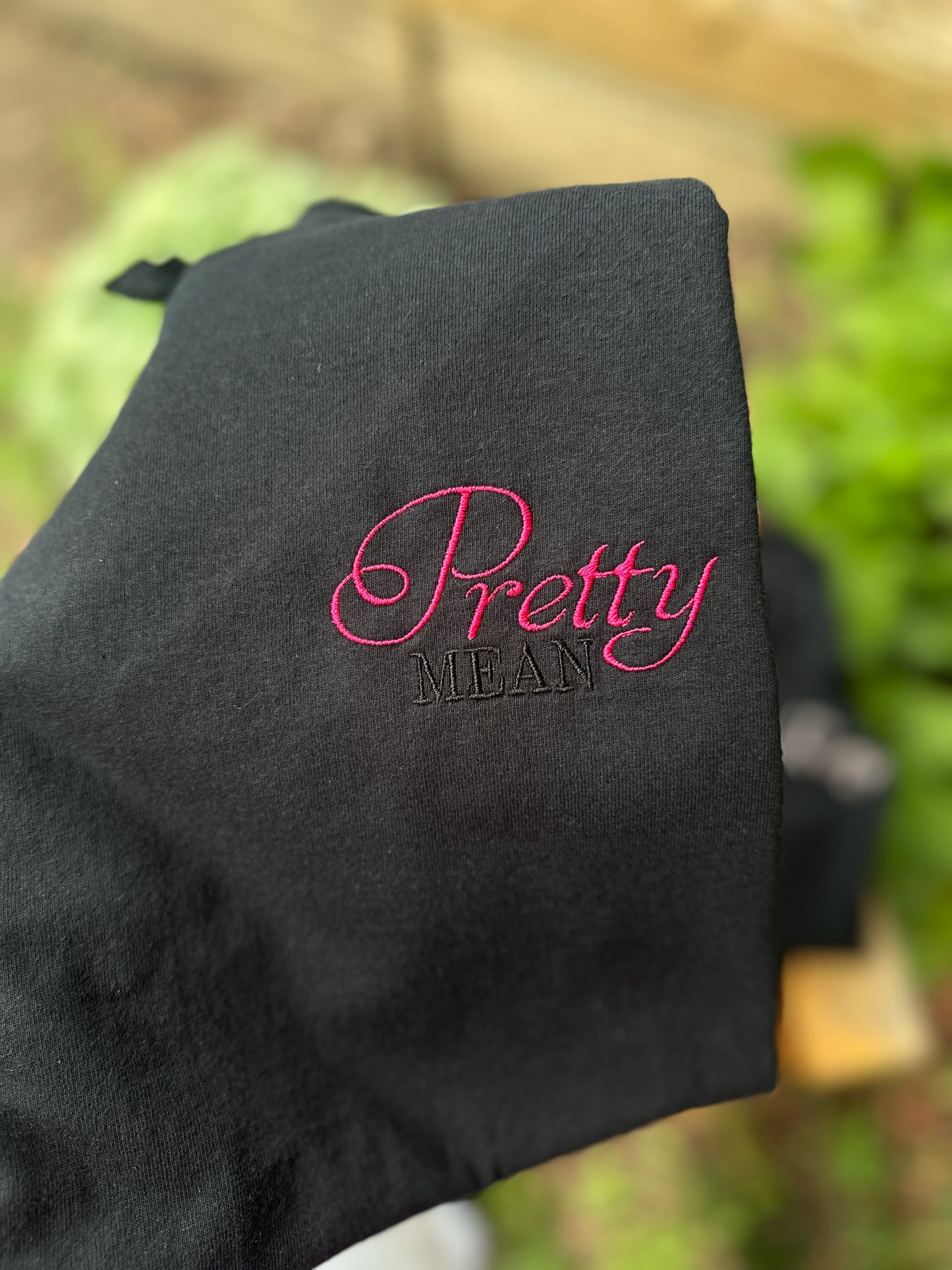 Pretty is embroidered t shirt crew neck