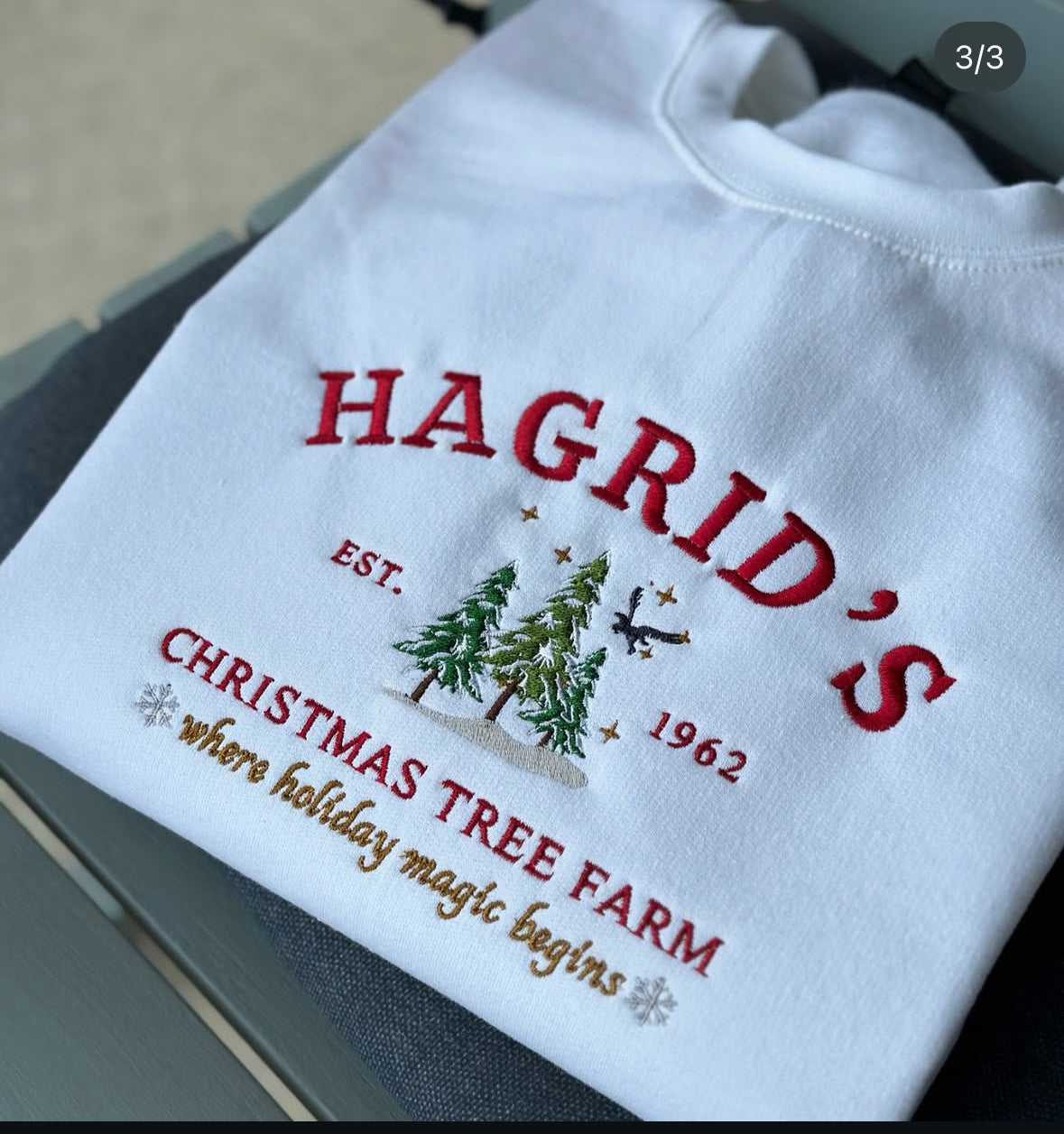 HP Hagrid's Christmas Tree Farm sweatshirt wizard school