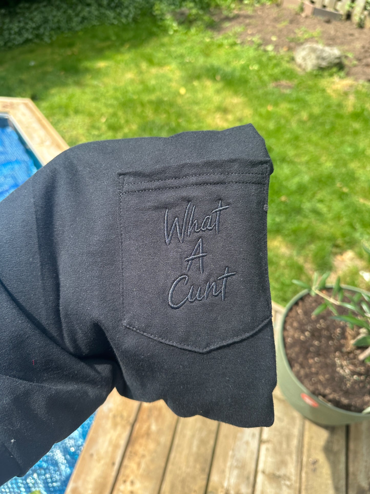 Hacks What a C word embroidered pocket t shirt