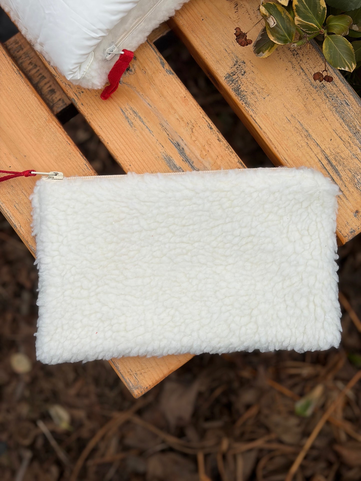 Sherpa Pouch Wristlet clutch embroidered maple leaf