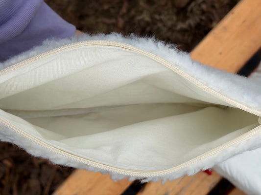 Sherpa Pouch Wristlet clutch embroidered maple leaf